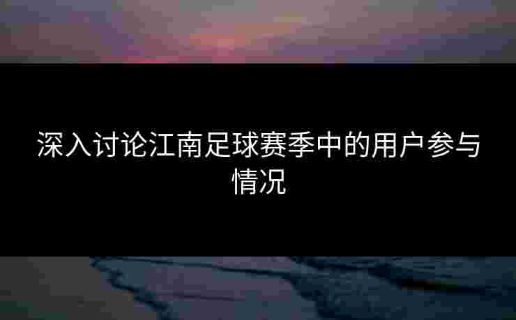 深入讨论江南足球赛季中的用户参与情况