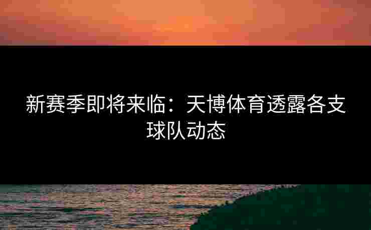 新赛季即将来临：天博体育透露各支球队动态